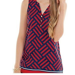 NWT Mud Pie Red & Navy Geometric Tank – Summer Must-Have